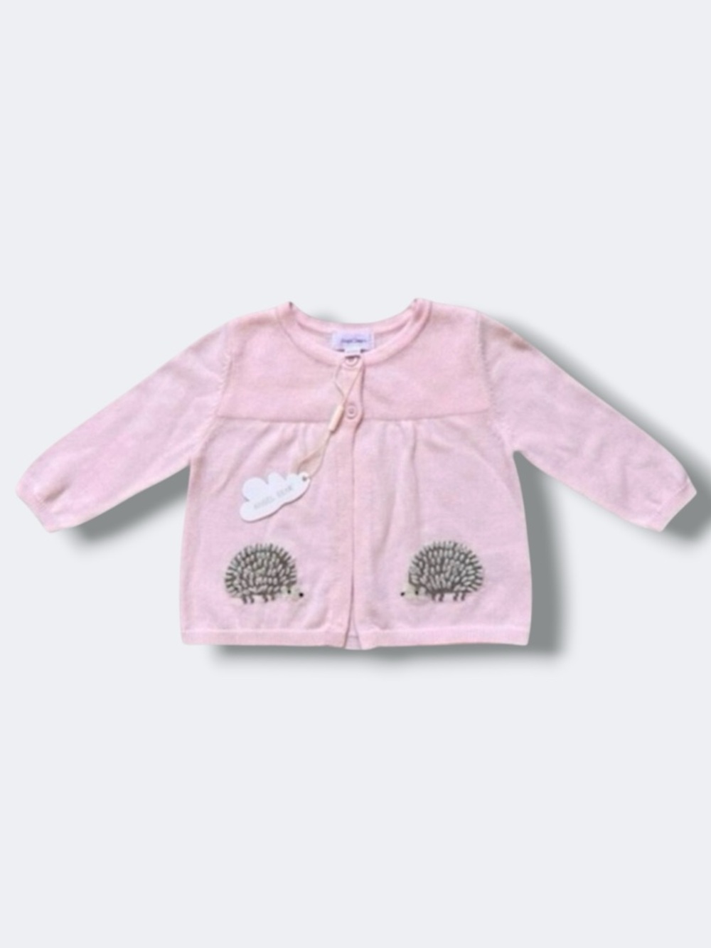 Angel Dear Cardigan Baby Girls 6-12M Pink Cotton Hedgehog Embroidered Sweater